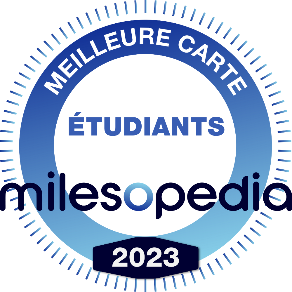  Logo du prix Milesopedia 2023 de la meilleure carte étudiants.