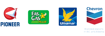 Pioneer, Fas Gas, Ultramar, and Chevron logos