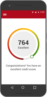 Smartphone displays a credit score.