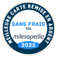 Logo de la meilleure carte de crédit Visa avec remise en argent sans frais annuels en 2022 selon Milesopedia.