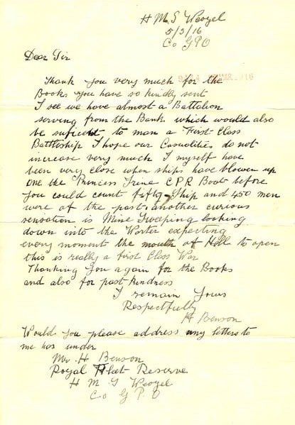 Letter dated March 5, 1916