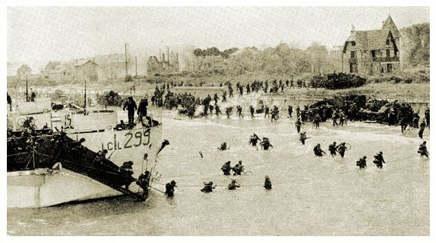 299 troops landing on Normandy coast on D-Day, June 6th, 1944