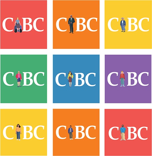 CIBC logo representative of the Pride rainbow flag
