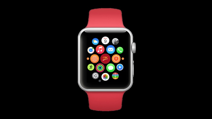 La montre intelligente d'Apple affichant l'écran d'accueil