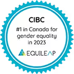 CIBC #1 in Canada for gender equality in 2023 by Equileap logo.