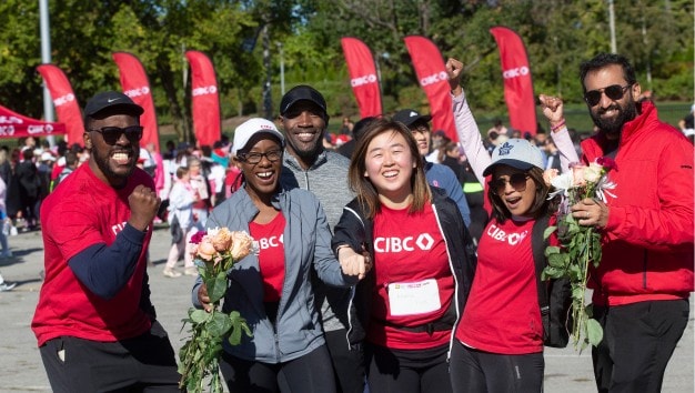 CIBC employees participating in the annual Run for the Cure fundraiser event.