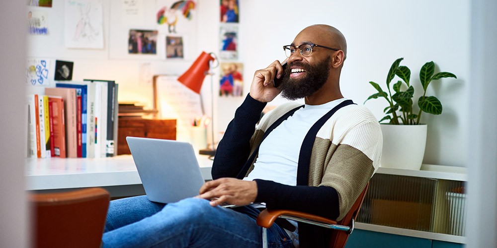 Woman on her computer at home