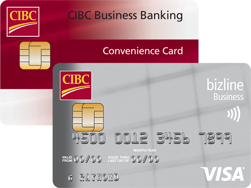 The CIBC Business Banking Convenience Card and the CIBC bizline Visa Card for Business.