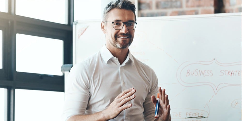  Man giving a presentation.