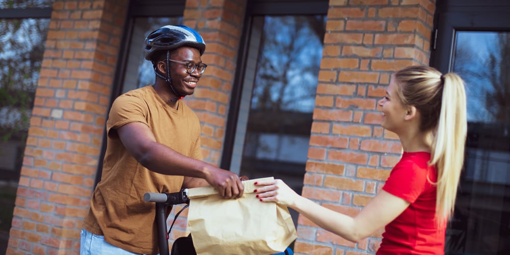 Woman on her computer at home