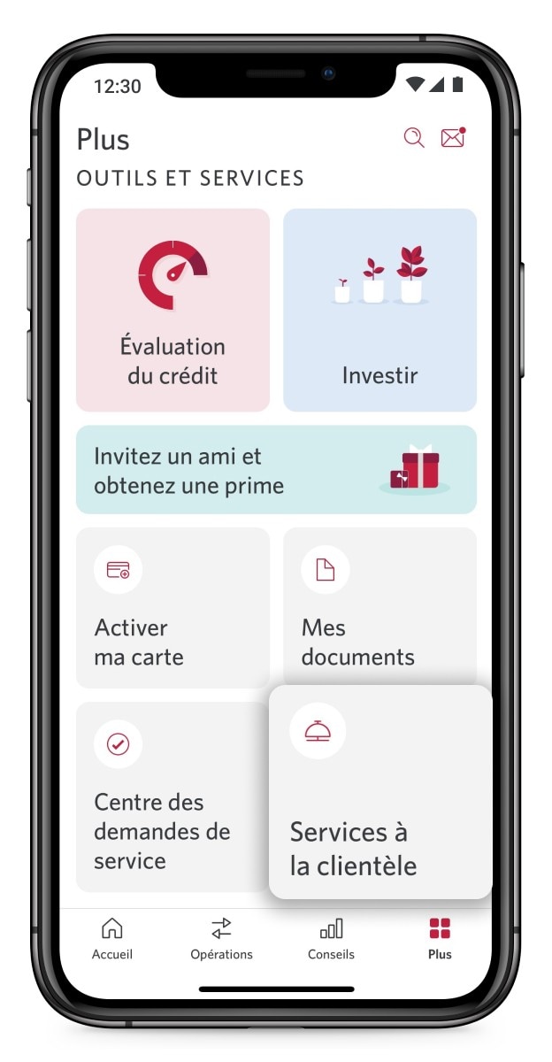 Un appareil mobile affiche la marche à suivre pour s’inscrire au dépôt direct de l’ARC