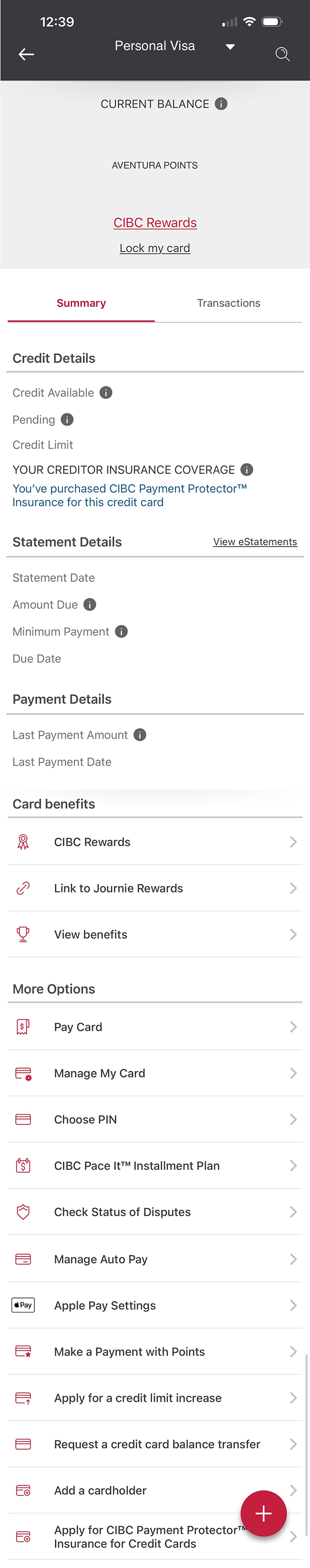 Demo screen 3: CIBC Mobile App past transactions list. A pulsing animation highlights a "Transactions" tab.