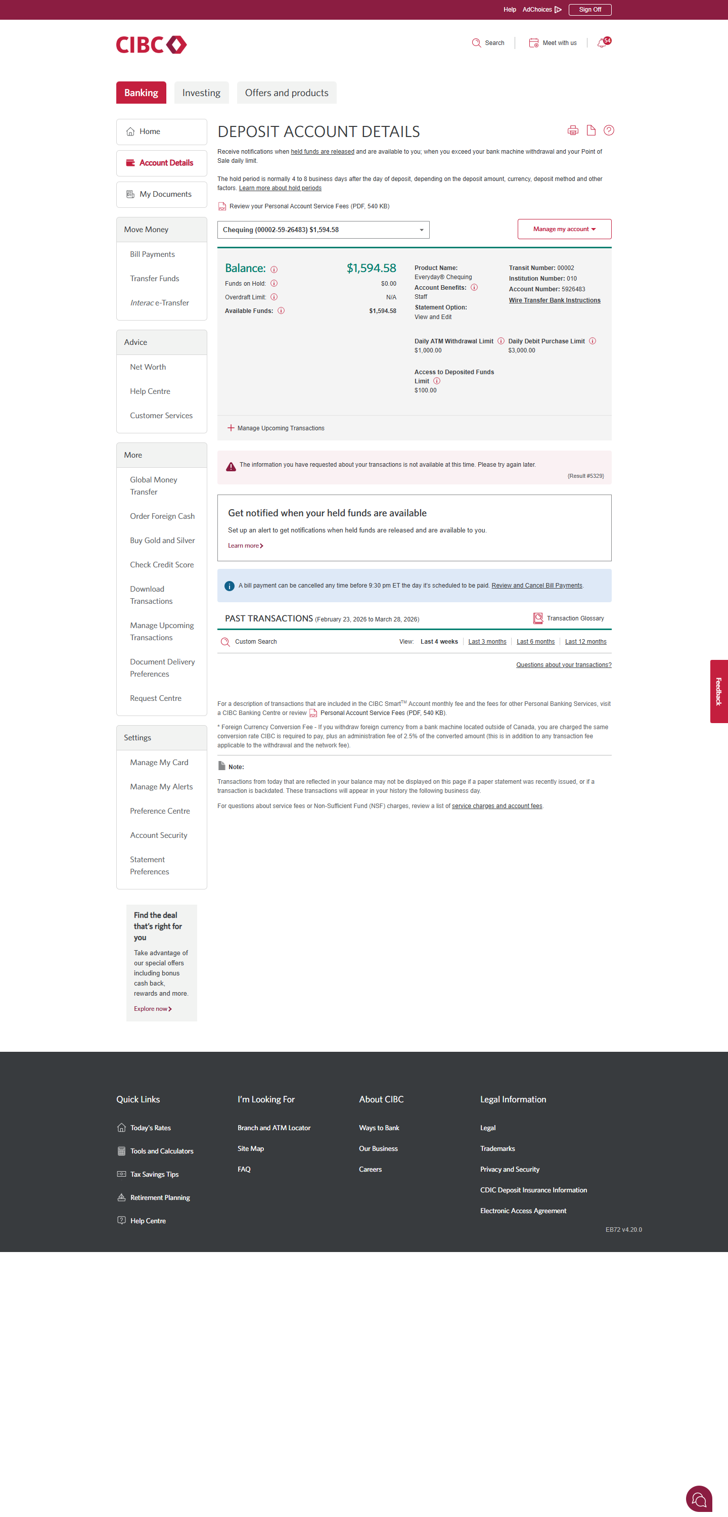 Demo screen 3: Deposit Account Details page. A pulsing animation highlights the "Manage my account" button.