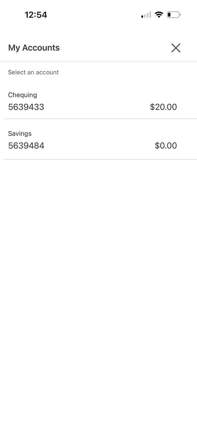 Demo screen 9: CIBC Mobile Banking App Interac e-Transfer settings my accounts. A pulsing animation highlights the "close" button to close window.