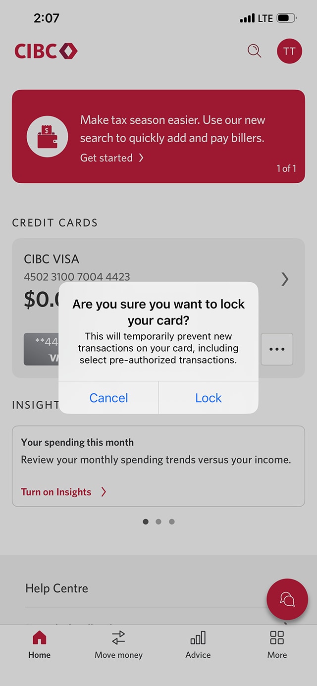 Demo screen 4: Dialog overlay asking to confirm your choice. A pulsing animation highlights the "Lock" button.