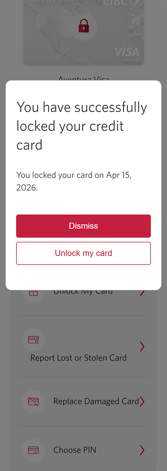 Demo screen 6: Dialog overlay with a confirmation message. A pulsing animation highlights the "Dismiss" button.