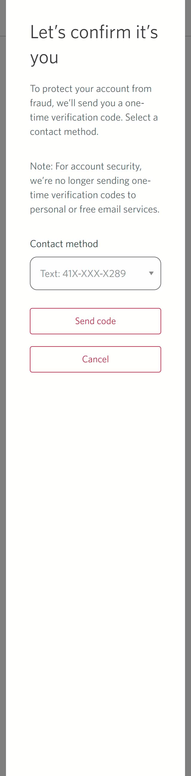 Demo screen 7: Dialog overlay with a form to confirm identity. A pulsing animation highlights the "Send code" button.