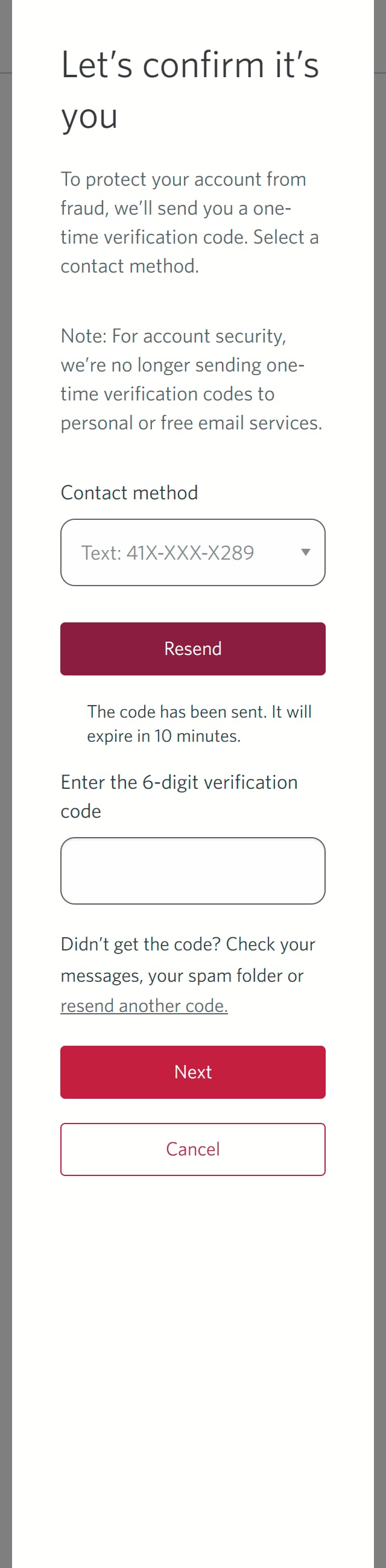 Demo screen 8: Dialog overlay with a form to confirm identity. A pulsing animation highlights the "Next" button.