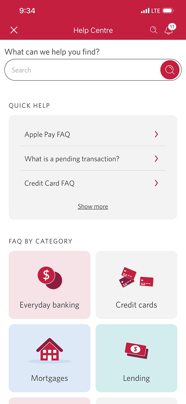 Demo screen 12: CIBC Mobile Banking App Help Centre. A pulsing animation highlights the "close button" to close window.