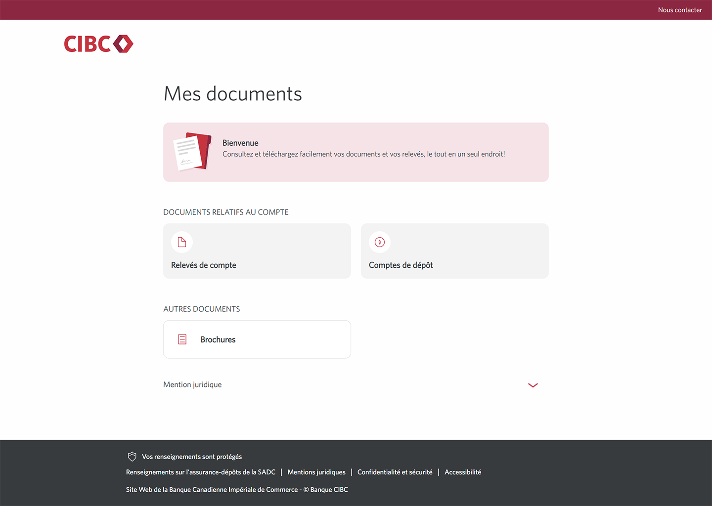 Écran 8 de la démonstration : Page Mes documents. Une animation dynamique met en évidence un espace vide à l’écran pour poursuivre la démonstration.