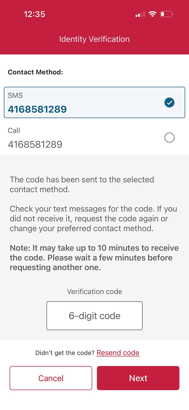 Demo screen 11: CIBC Mobile Banking App Identity verification. A pulsing animation highlights the "Next" button.