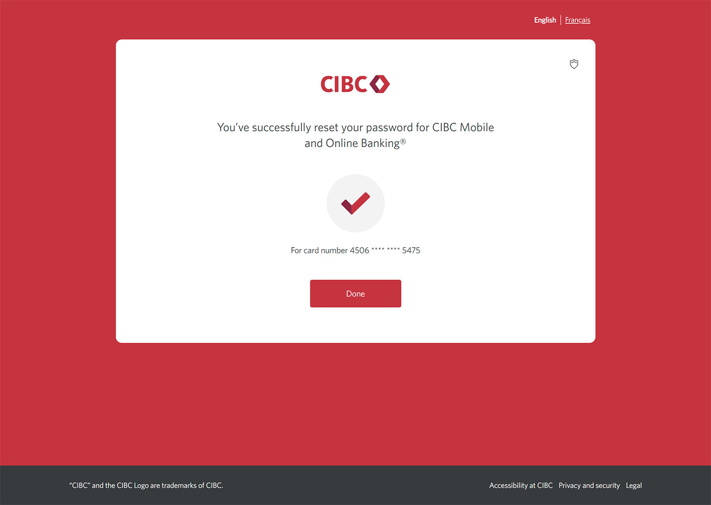 Demo screen 8: Confirmation message saying password has been reset. No pulsing animation or interactive element.