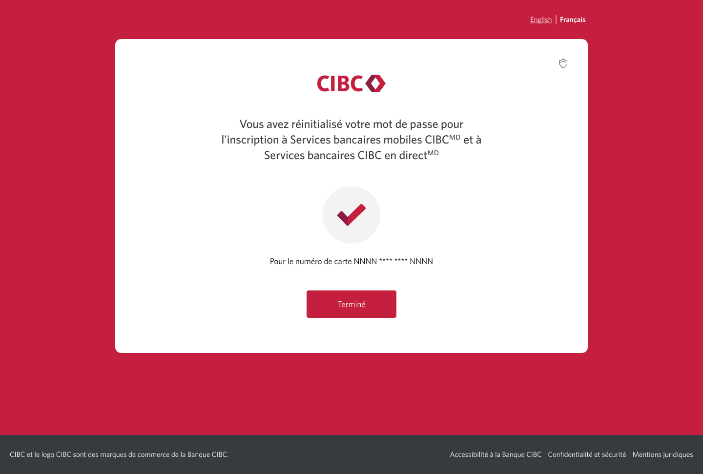 Écran 8 de la démonstration : Message de confirmation indiquant que le mot de passe a été réinitialisé. Il n’y a pas d’animation dynamique ni d’élément interactif.