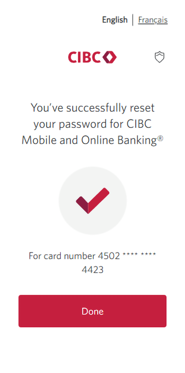 Demo screen 8: Confirmation message saying password has been reset. No pulsing animation or interactive element.