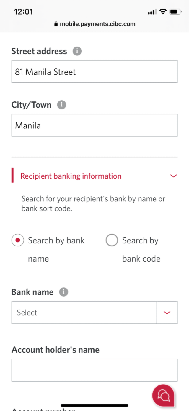 Demo screen 10: CIBC Mobile Banking App. A pulsing animation highlights "Search by bank code".