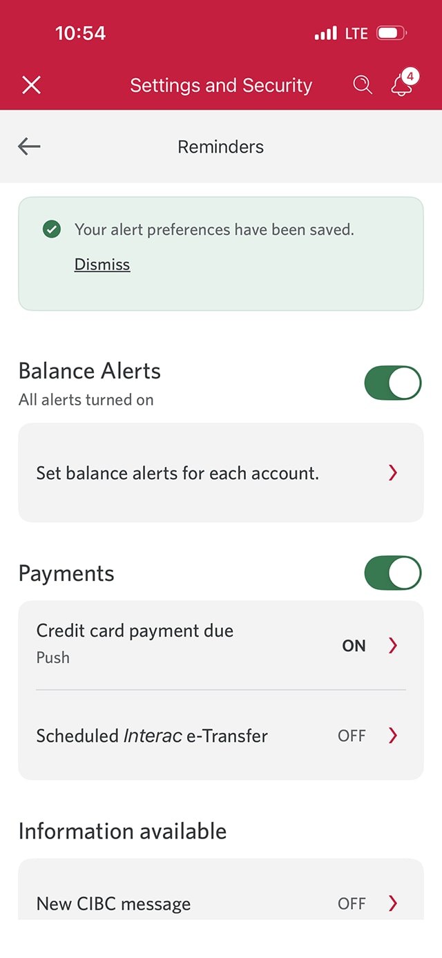 Demo screen 13: Reminders page with confirmation message. No pulsing animation.