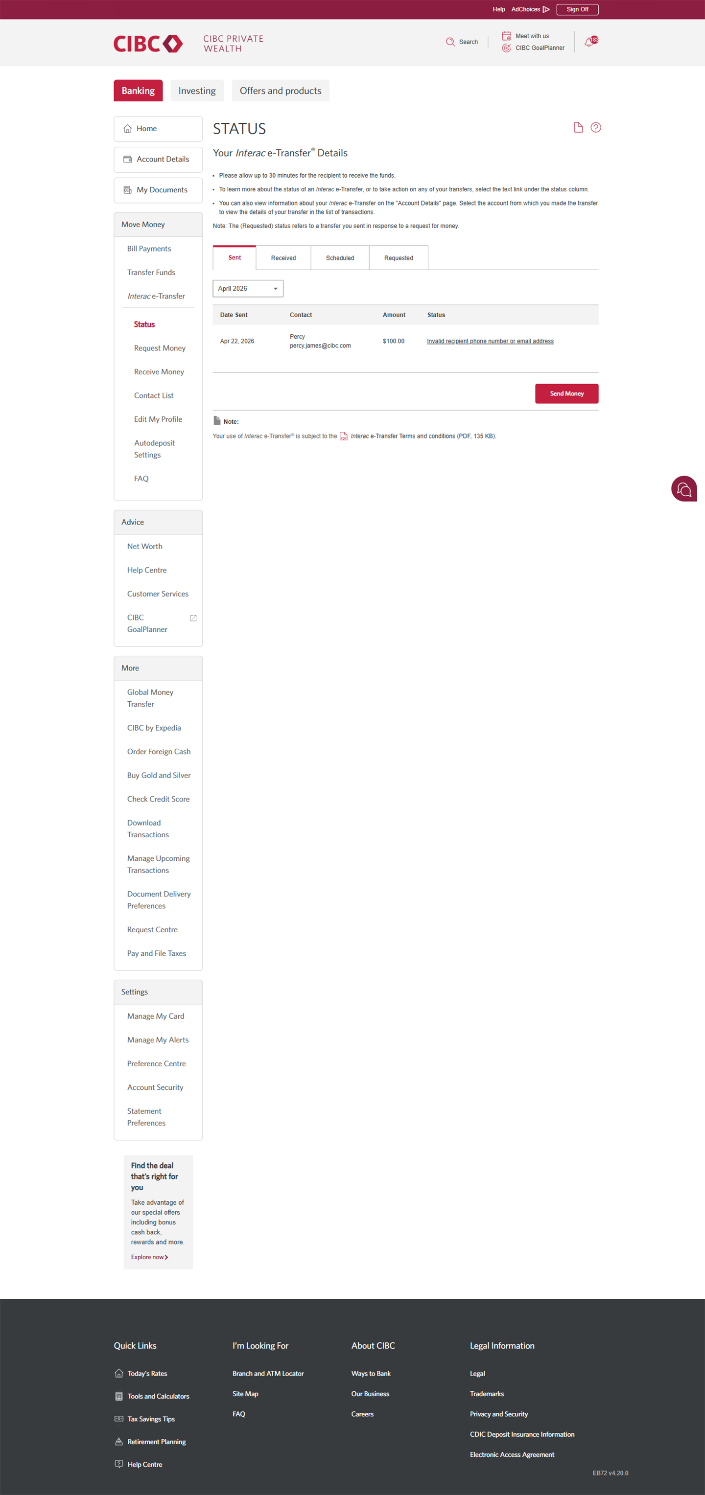 Demo screen 4: Status page. A pulsing animation highlights the hyperlinked description under "Status".