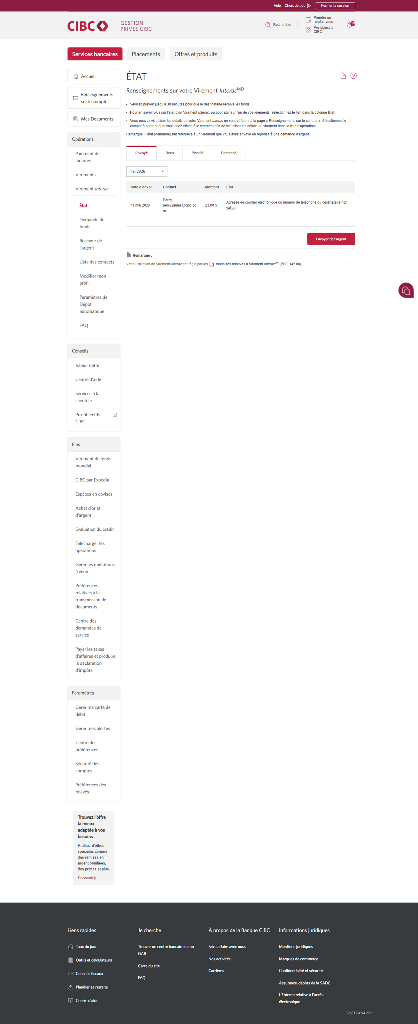 Écran 4 de la démonstration : Page sur l’état. Une animation dynamique met en évidence la description avec le lien hypertexte sous l’état.
