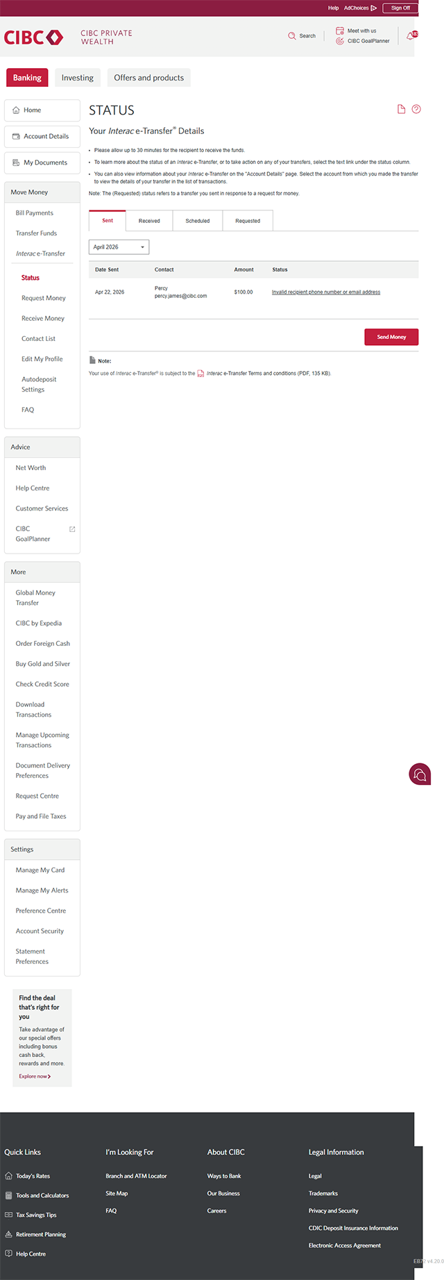 Demo screen 5: Status page. A pulsing animation highlights the hyperlinked description under "Status".