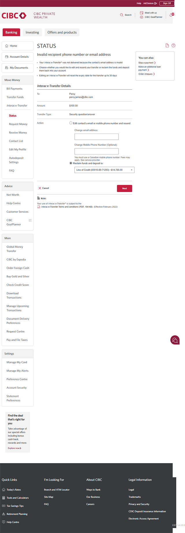 Demo screen 6: Status page. A pulsing animation highlights the "Next" button.