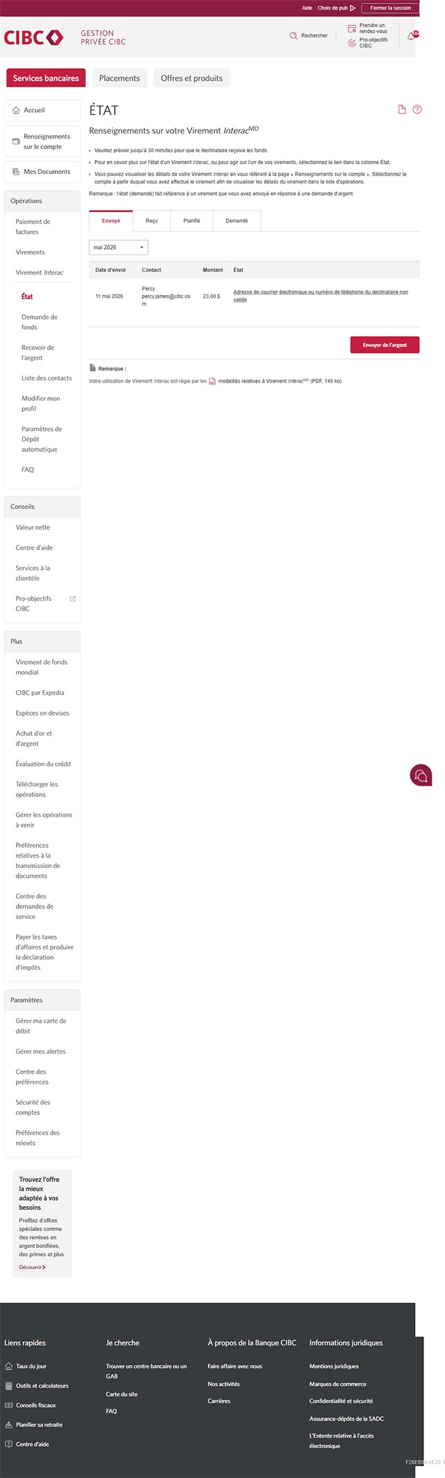 Écran 5 de la démonstration : Page sur l’état. Une animation dynamique met en évidence la description avec le lien hypertexte sous l’état.