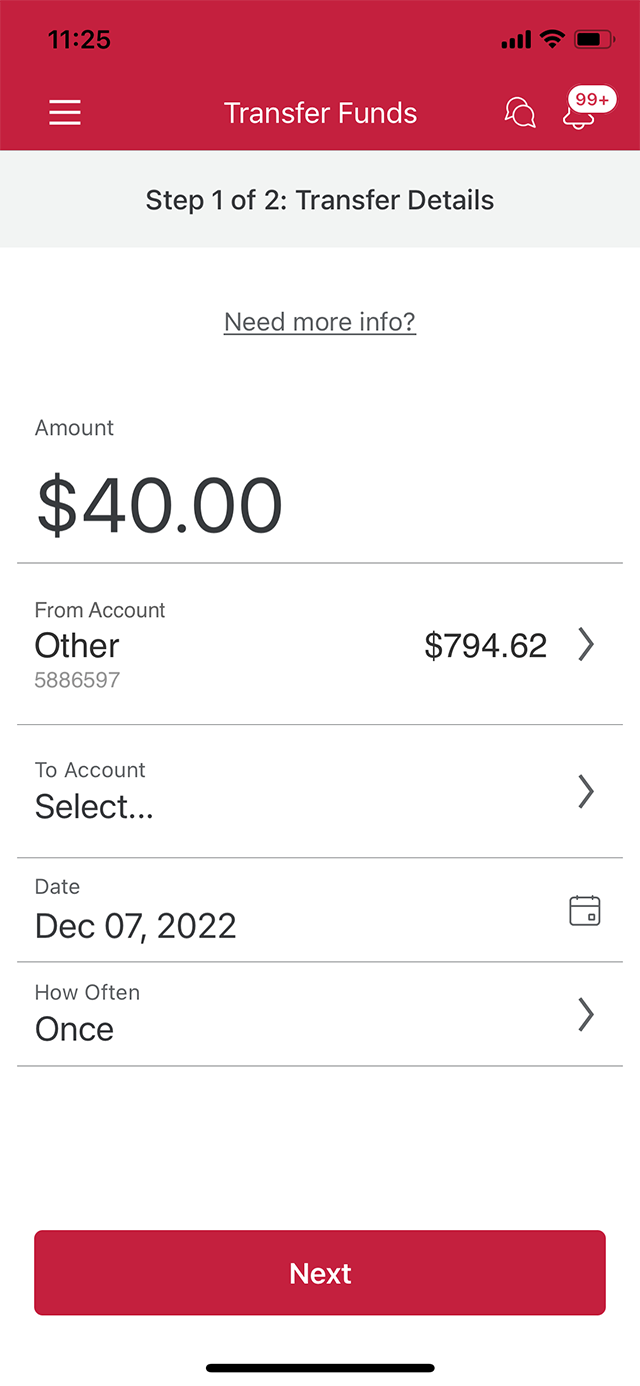 Demo screen 6: CIBC Mobile Banking App transfer details page. A pulsing animation highlights the "To account" button.