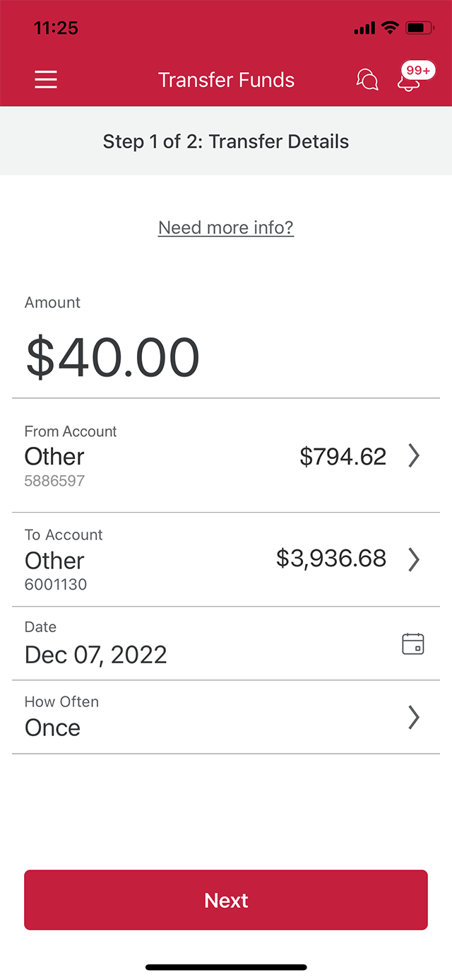 Demo screen 8: CIBC Mobile Banking App transfers page. A pulsing animation highlights the "How often" button.