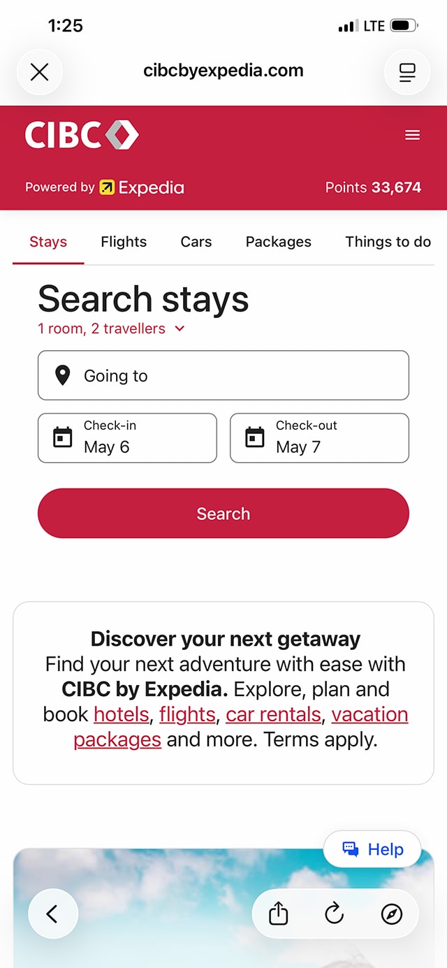 Demo screen 5: CIBC Travel rewards. A pulsing animation highlights the "close button" to close window.