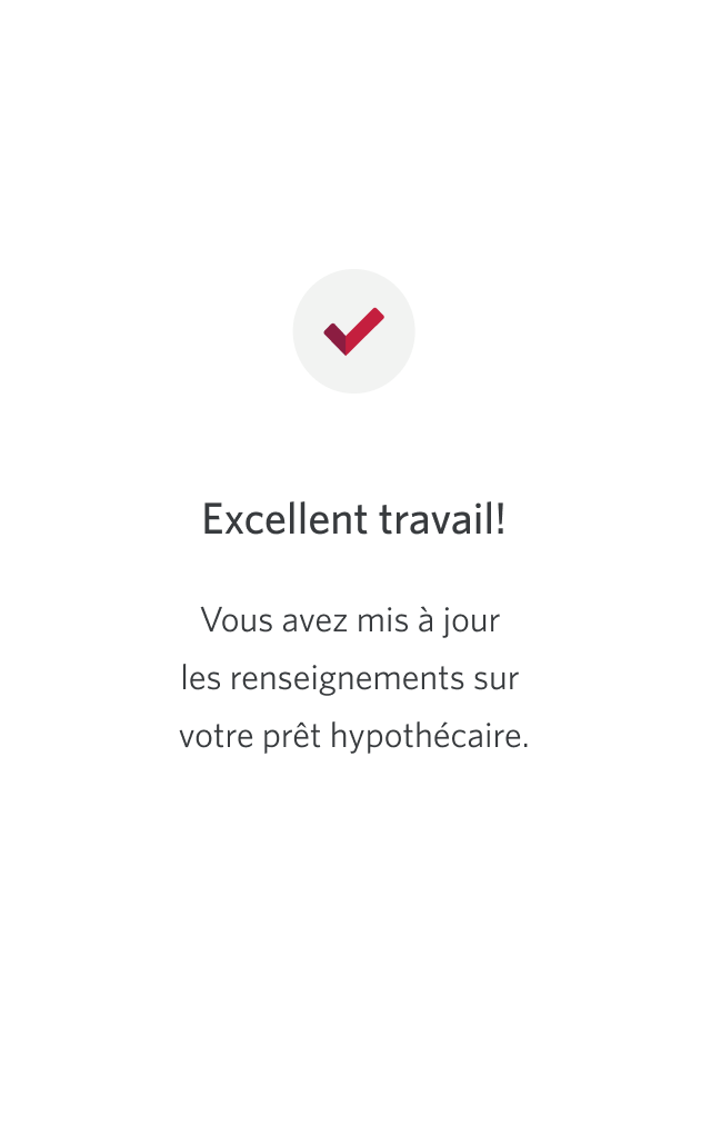 Écran 11 de la démonstration : Page du Centre des demandes de service de l’application Services bancaires mobiles CIBC. Aucune animation dynamique.
