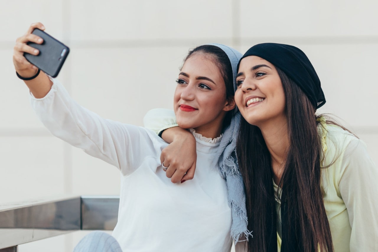 Two friends take a selfie