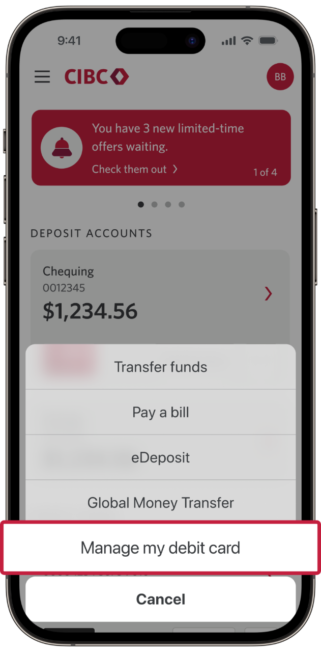 image of CIBC mobile app.