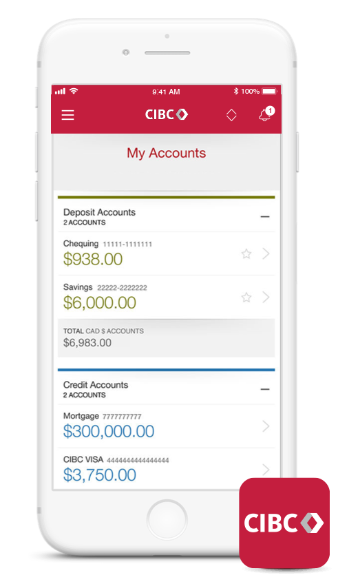 CIBC app on mobile phone