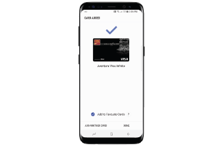 Samsung phone displaying added card