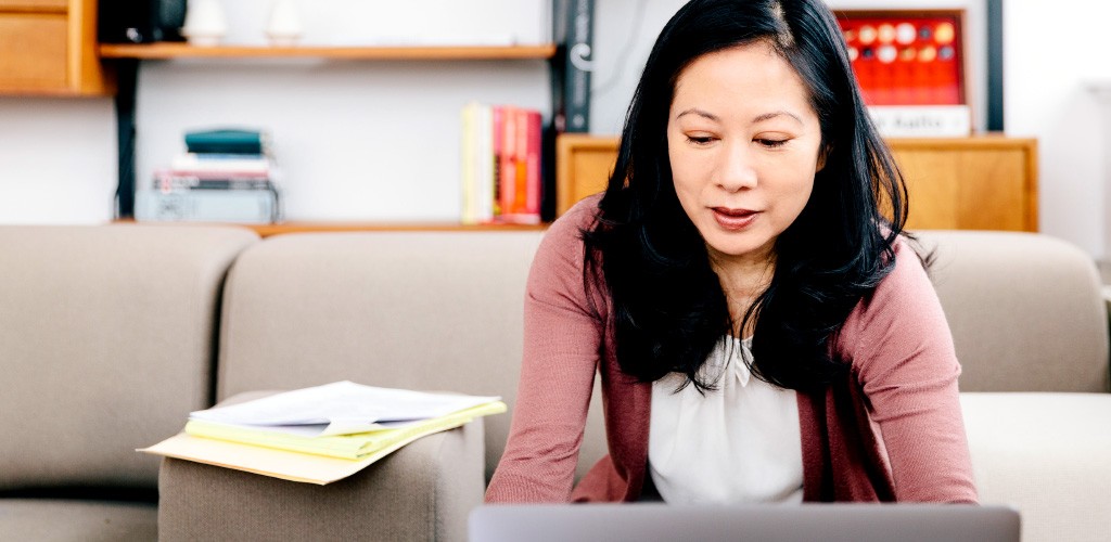 Woman working on her laptop