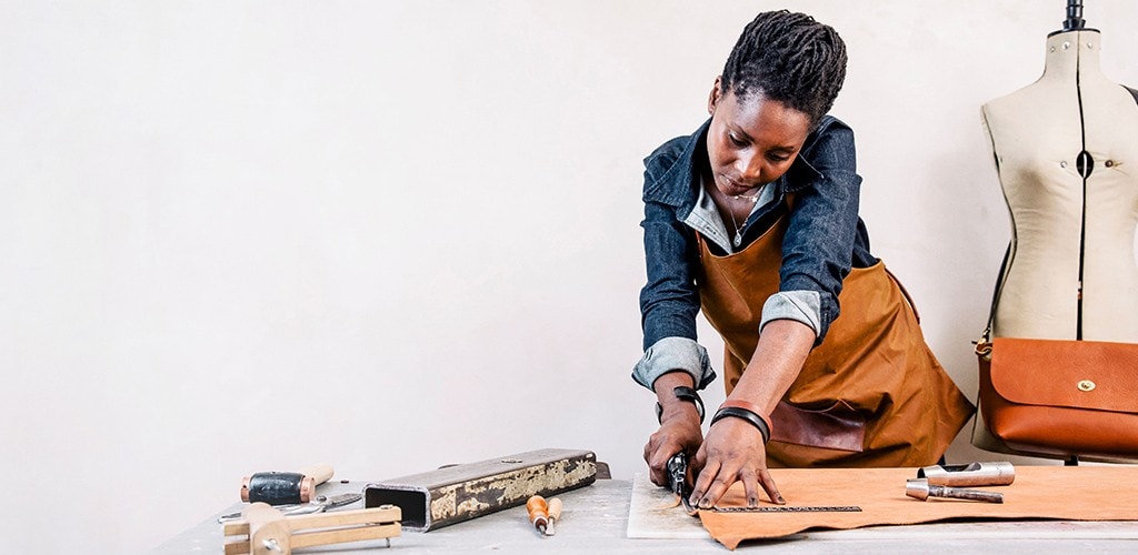 Woman working on her laptop