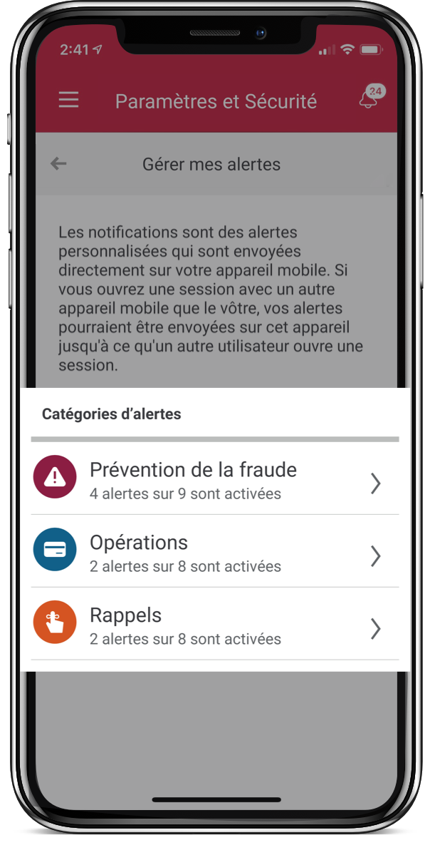  Smartphone showing how to set up CIBC alerts on your mobile device.