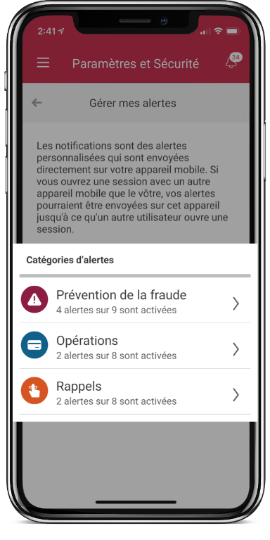  Smartphone showing how to set up CIBC alerts on your mobile device.