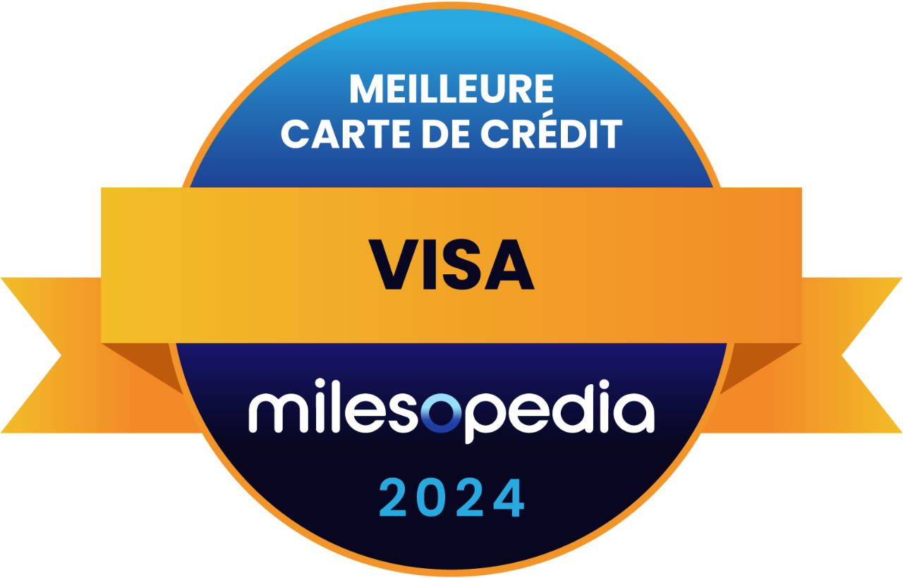 Logo du prix Milesopedia 2024 de la meilleure carte de crédit Visa.