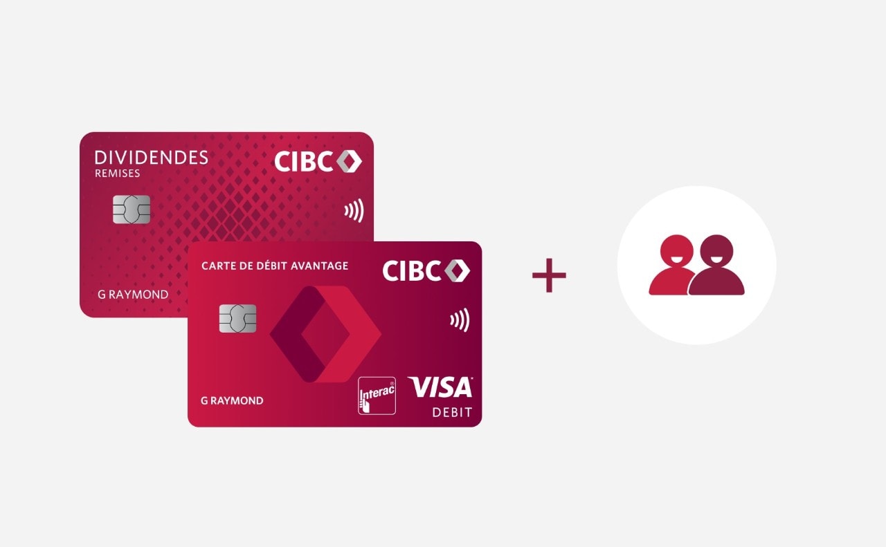 une carte Dividendes CIBC Visa pour étudiants, une carte de débit Départ Intelli et une offre de recommandation.