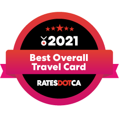 Rates.ca Best Overall Travel Credit Card 2021 logo.